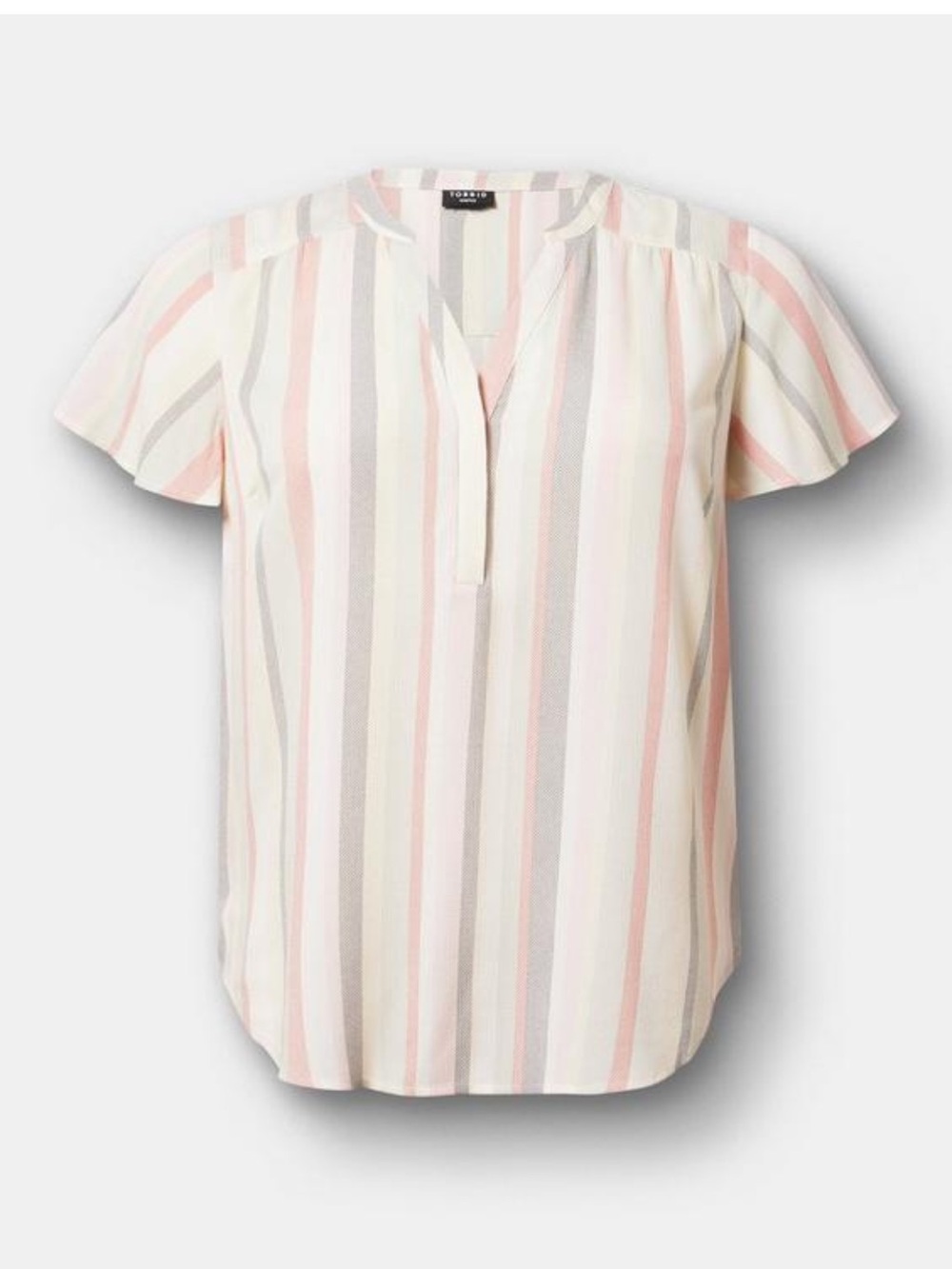 torrid Pastel Stripe Flutter Sleeve V-Neck Blouse
